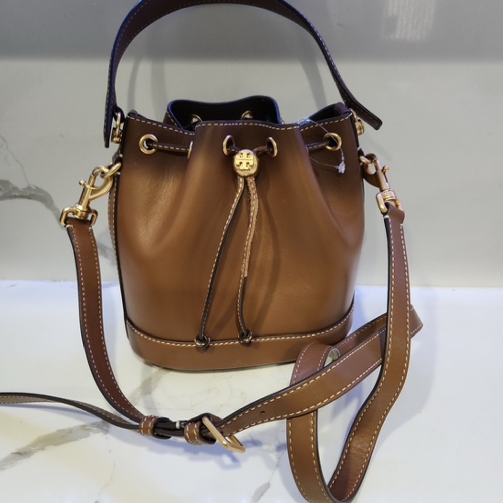 Tory Burch Brown Crossbody Bucket Bag